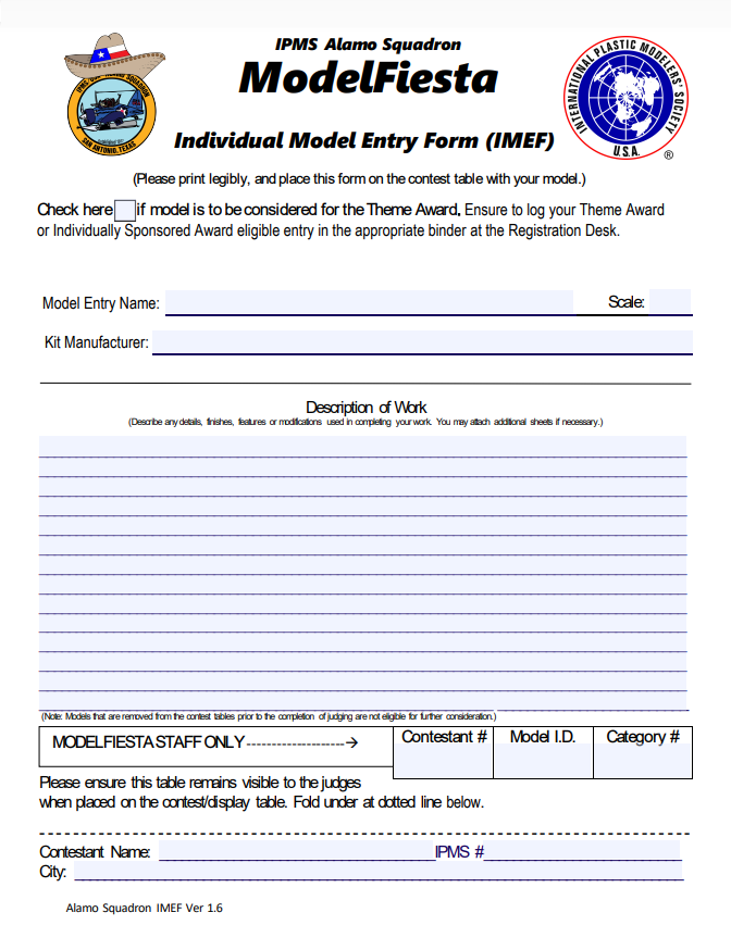 Individual Model Entry form
